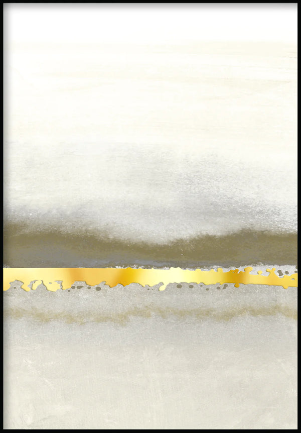 Kremowa Abstrakcyjna Linia Prawy Złoty Plakat 50x70cm